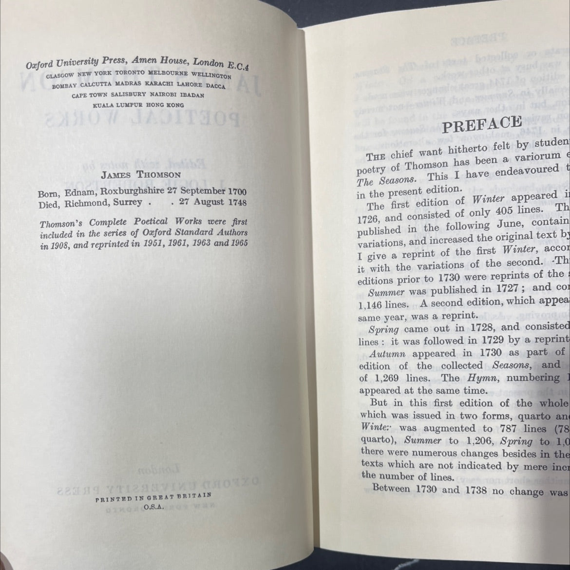 james thomson poetical works book, by james thomson, 1965 Hardcover image 3