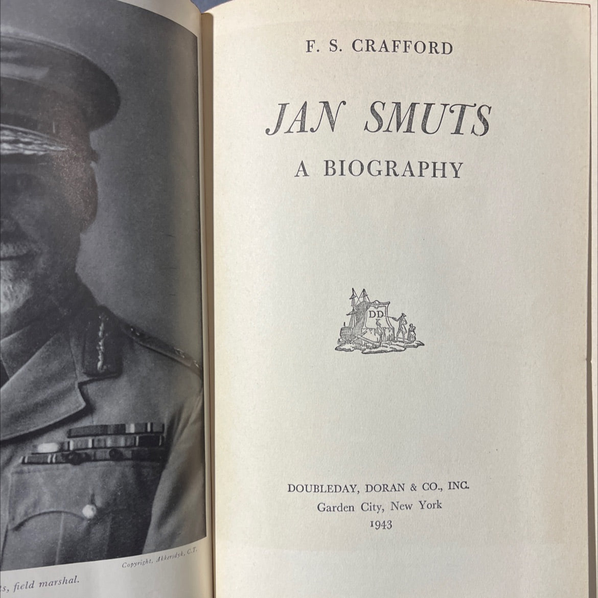 jan smuts a biography book, by c.t.f.s. crafford, 1943 Hardcover image 2