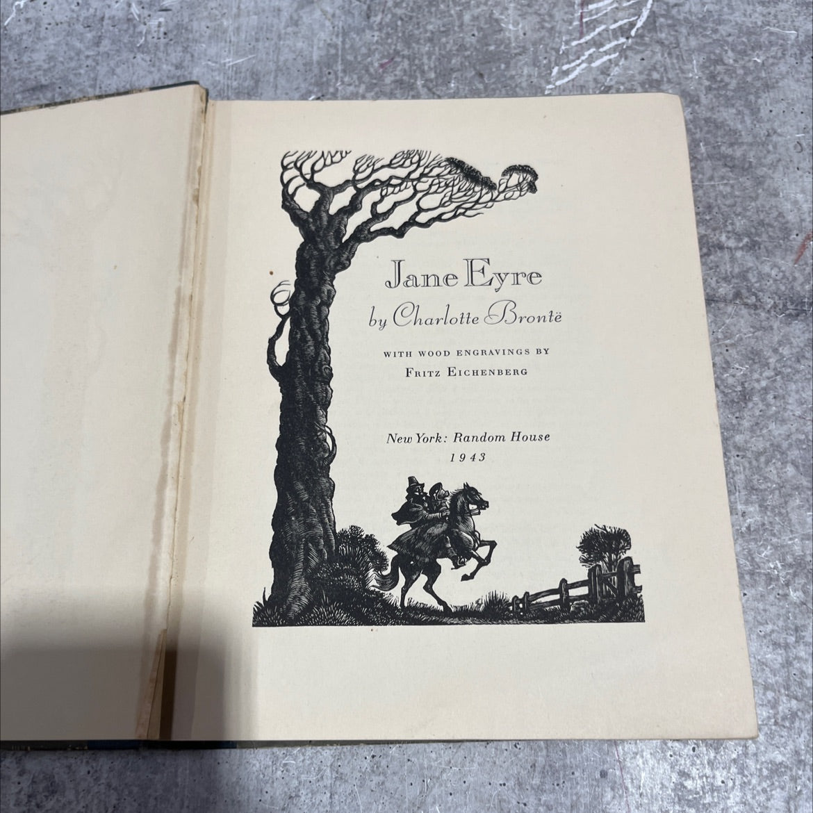jane eyre book, by charlotte brontë, 1943 Hardcover image 2