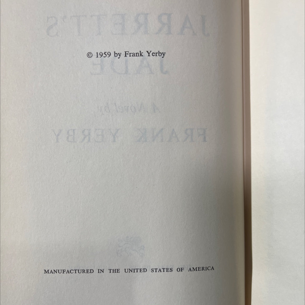 jarrett's jade book, by frank yerby, 1959 Hardcover image 3
