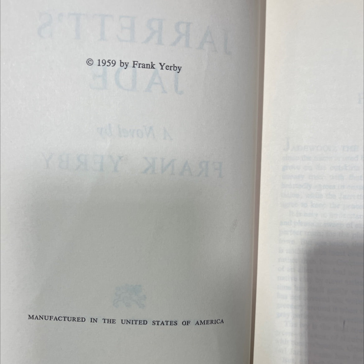 jarrett's jade book, by frank yerby, 1959 Hardcover image 3