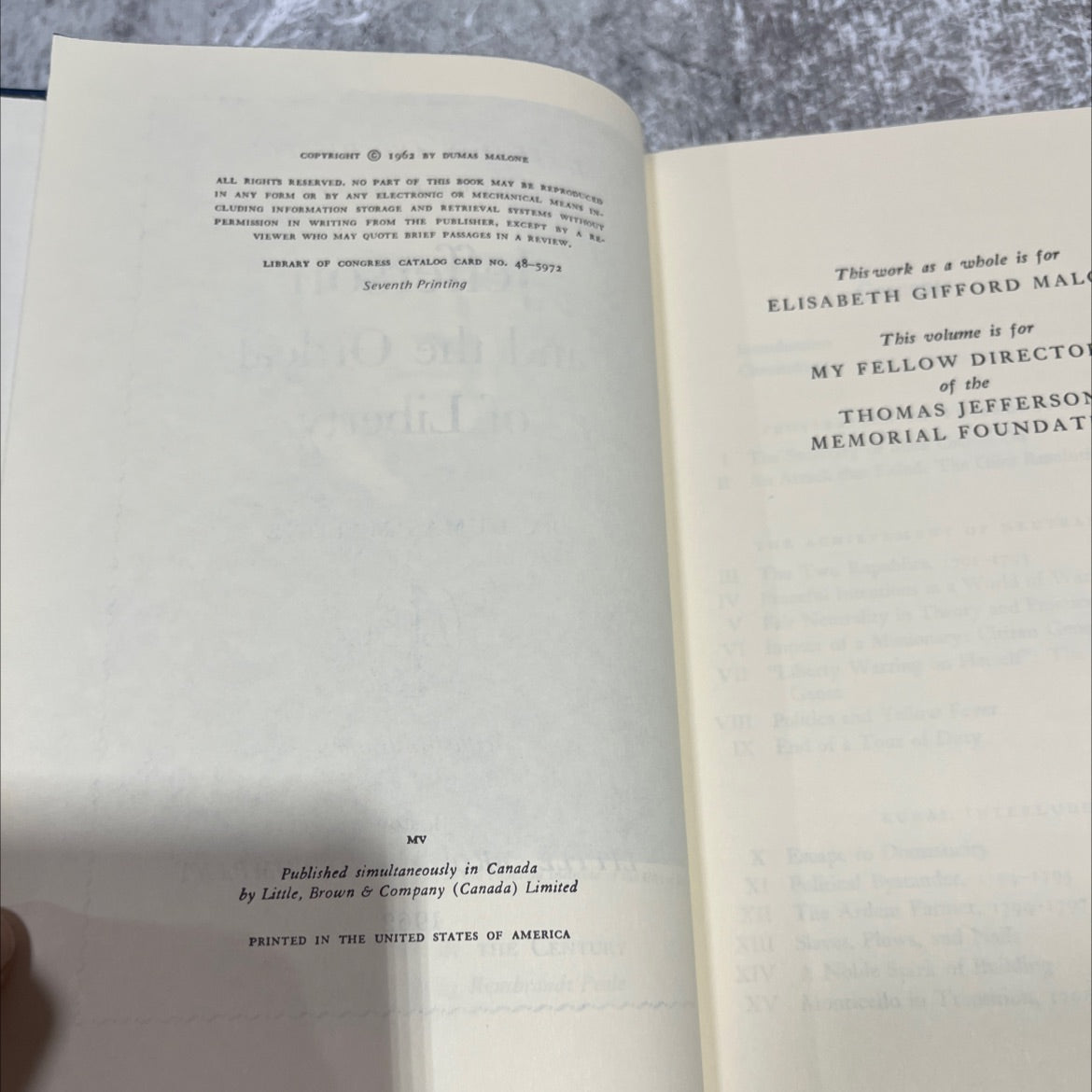 jefferson and his time volume three jefferson and the ordeal of liberty book, by dumas malone, 1962 Hardcover image 3