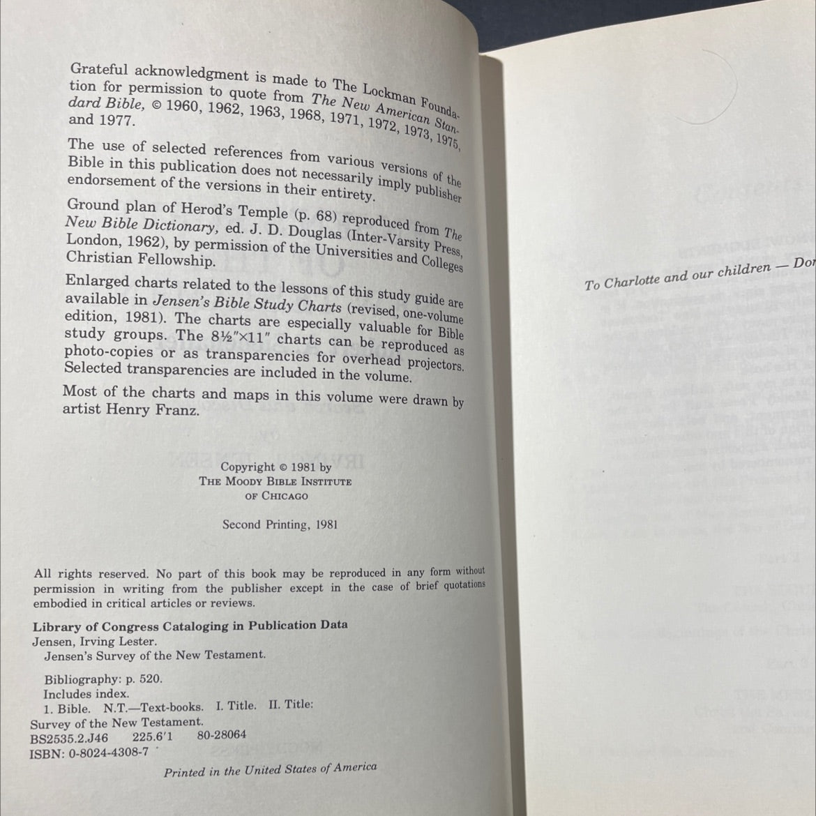 jensen's survey of the new testament book, by robert a. siebenaller, 1981 Hardcover image 3