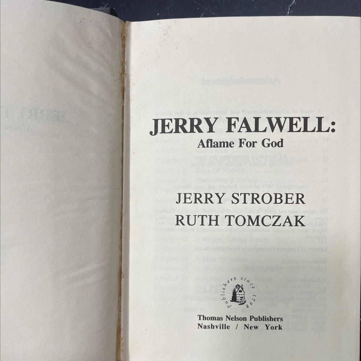 SIGNED jerry falwell: aflame for god book, by jerry strober, ruth tomczak, 1998 Hardcover image 2