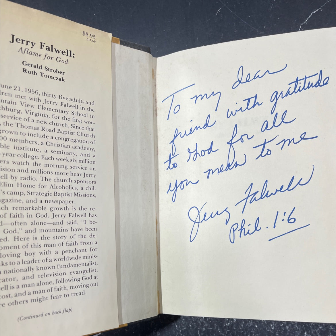 SIGNED jerry falwell: aflame for god book, by jerry strober, ruth tomczak, 1998 Hardcover image 4