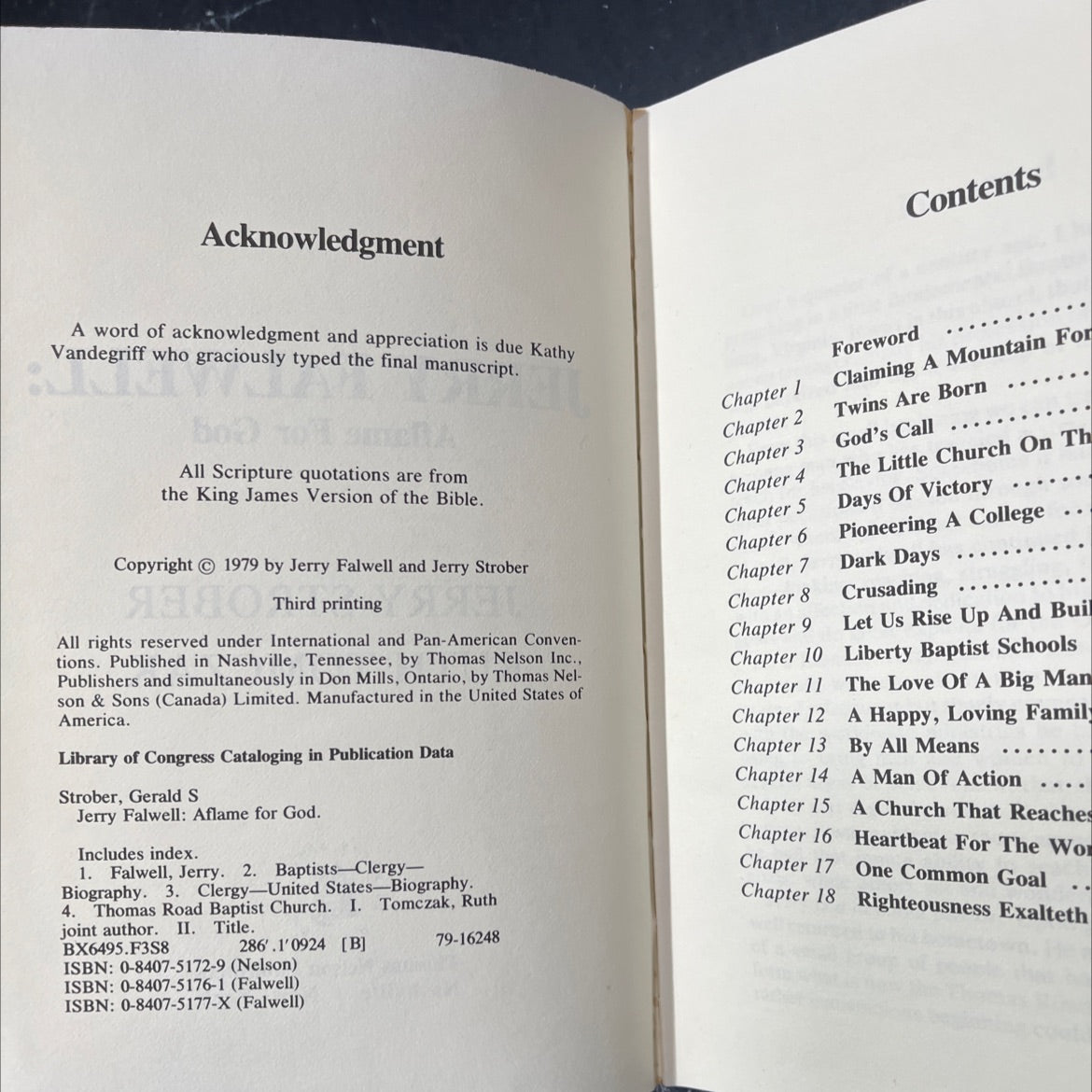 SIGNED jerry falwell: aflame for god book, by jerry strober, ruth tomczak, 1998 Hardcover image 3