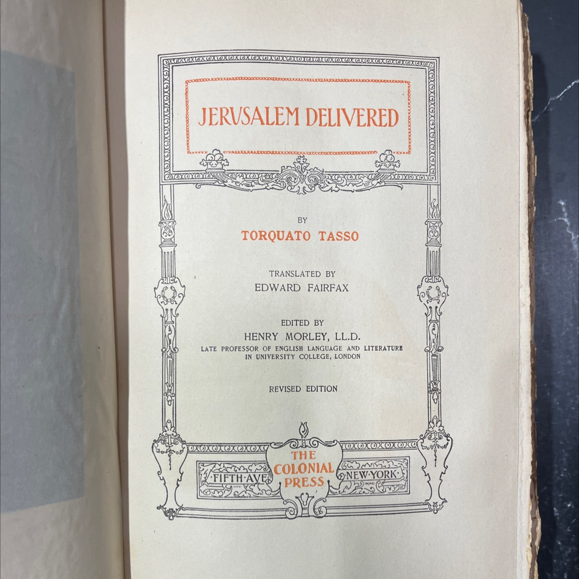 jerusalem delivered book, by torquato tasso, 1901 Leather image 2