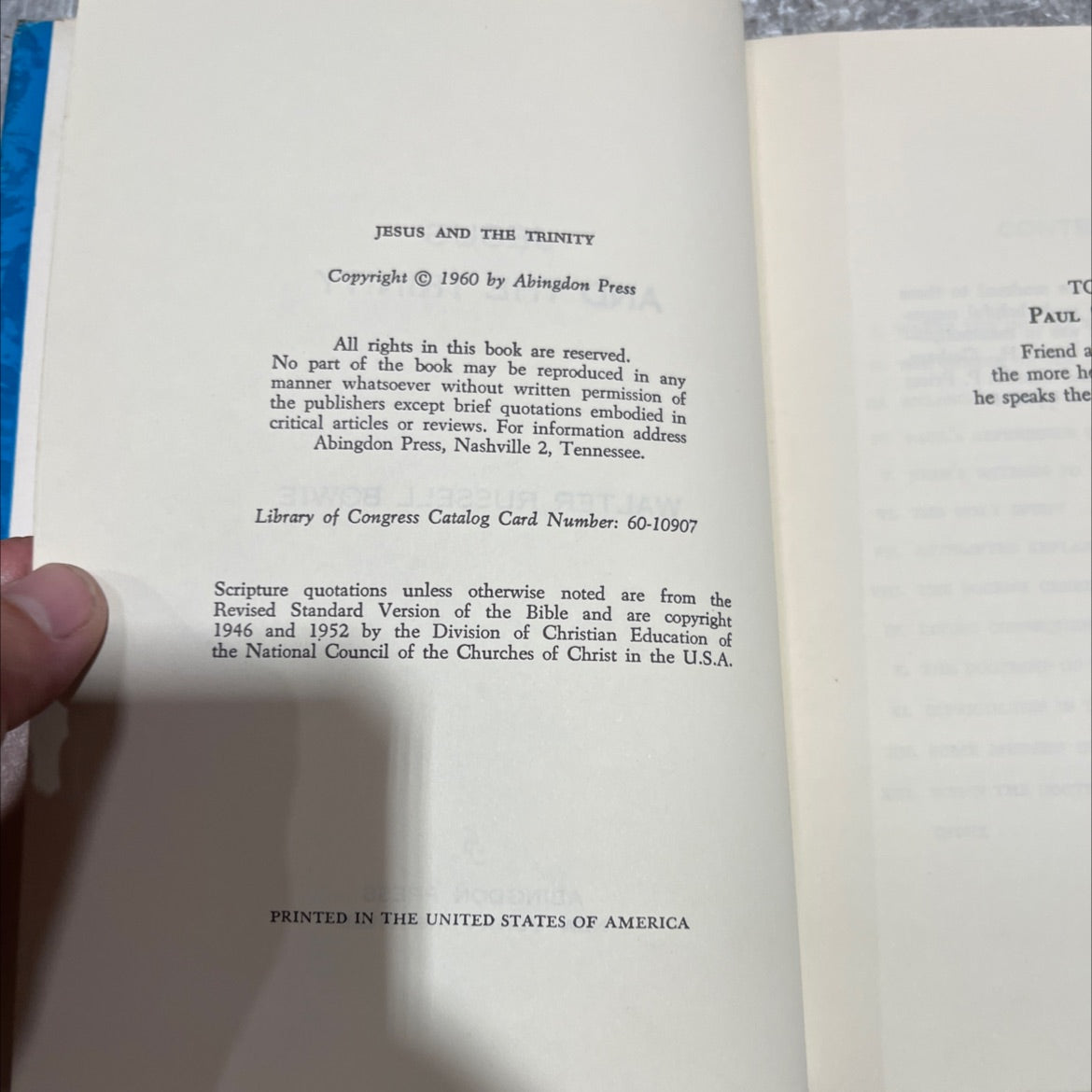 jesus and the trinity book, by walter russell bowie, 1960 Hardcover image 3