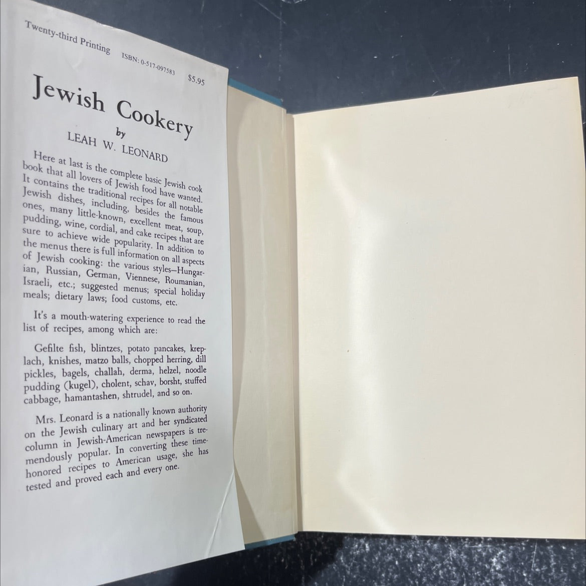 jewish cookery in accordance with the jewish dietary laws book, by leah w. leonard, 1975 Hardcover image 4