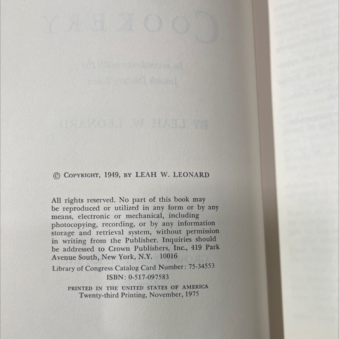 jewish cookery in accordance with the jewish dietary laws book, by leah w. leonard, 1975 Hardcover image 3