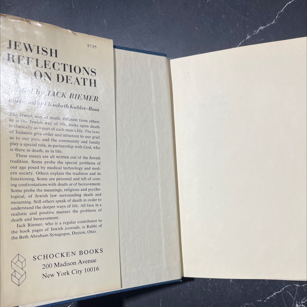 jewish reflections on death book, by Jack Riemer, 1974 Hardcover image 4