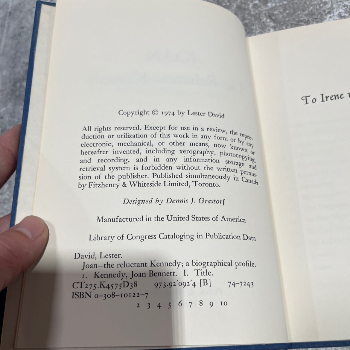 joan the reluctant kennedy a biographical profile book, by lester david, 1974 Hardcover image 3