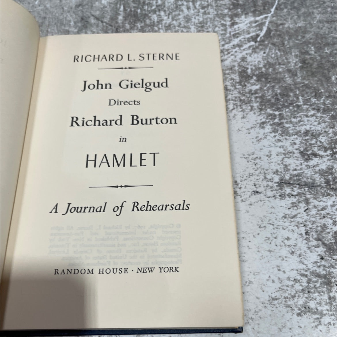john gielgud directs richard burton in hamlet a journal of rehearsals book, by richard l. sterne, 1967 Hardcover image 2