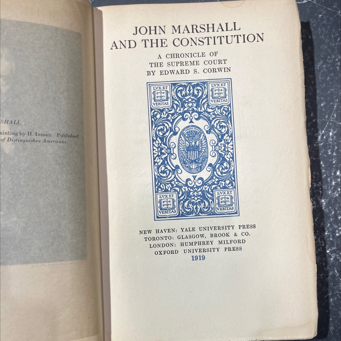 john marshall and the constitution a chronicle of the supreme court book, by edward s. corwin, 1919 Hardcover image 2