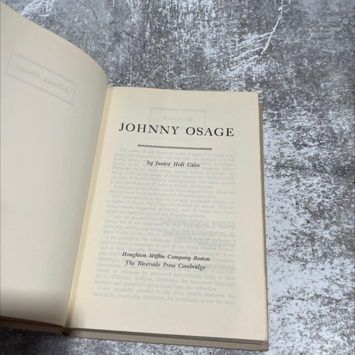 johnny osage book, by Janice Holt Giles, 1960 Hardcover image 2