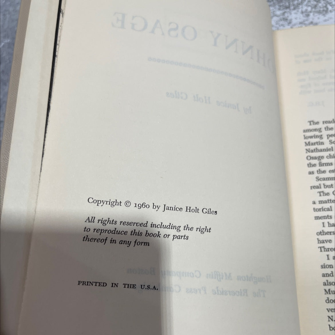 johnny osage book, by Janice Holt Giles, 1960 Hardcover image 3