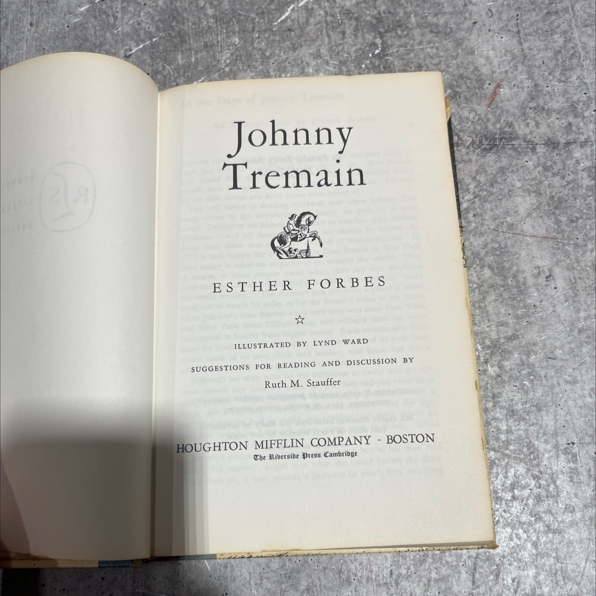 johnny tremain book, by esther forbes, 1960 Hardcover image 2