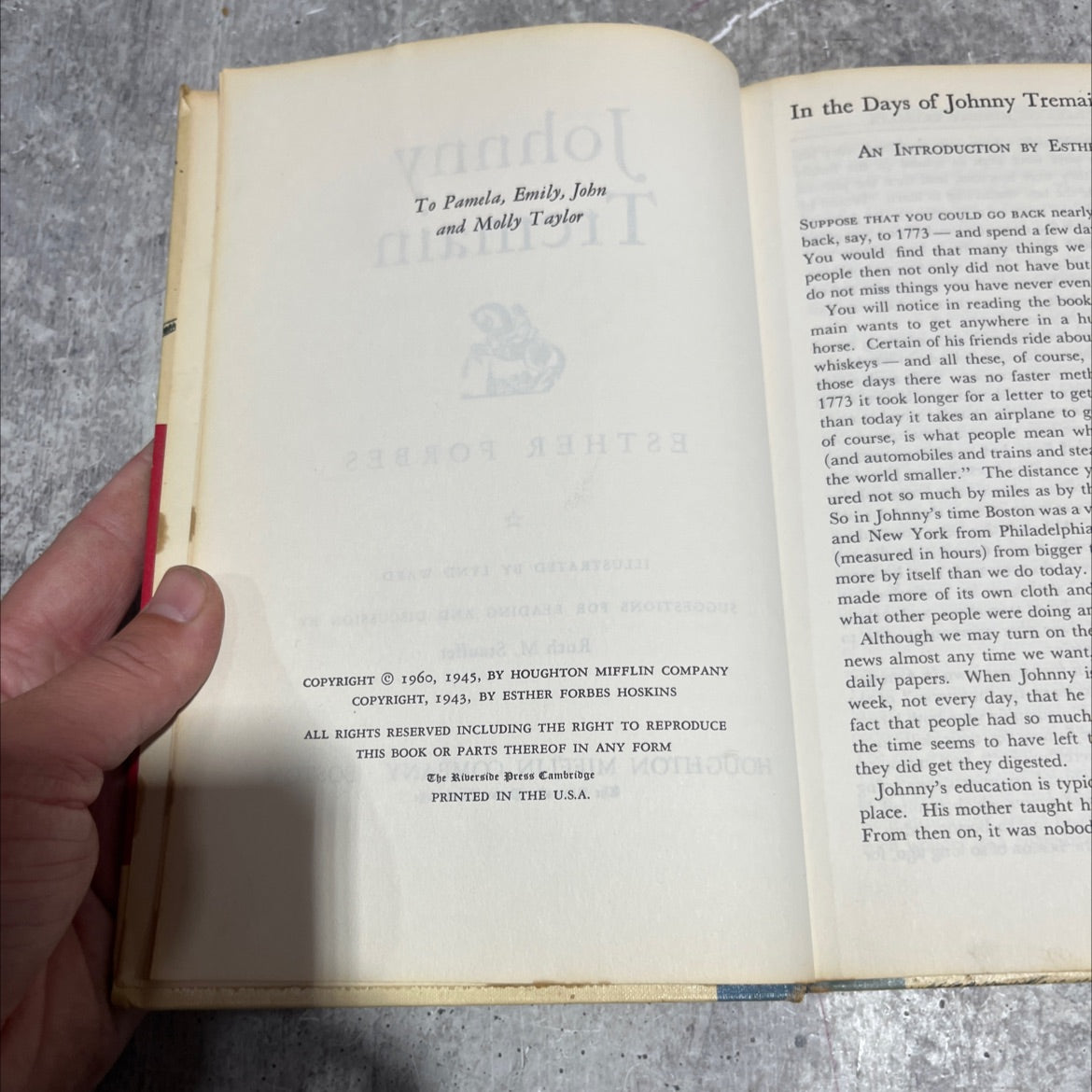 johnny tremain book, by esther forbes, 1960 Hardcover image 3