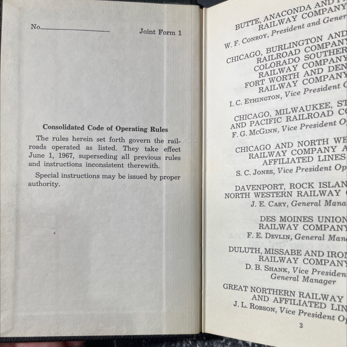 joint form 1 consolidated code of operating rules book, by butte, anaconda and pacific railway company, chicago, image 2