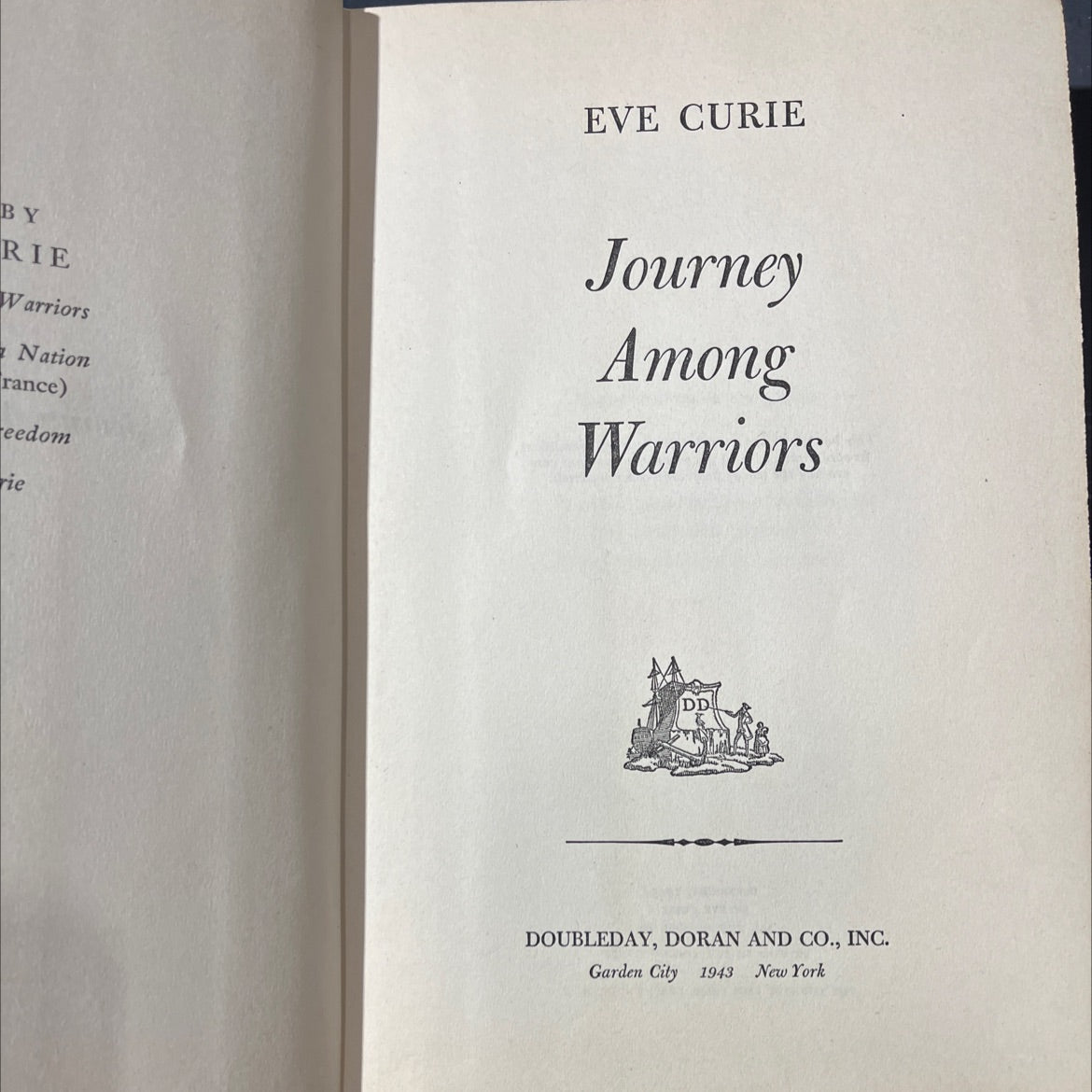 journey among warriors book, by eve curie, 1943 Hardcover image 2