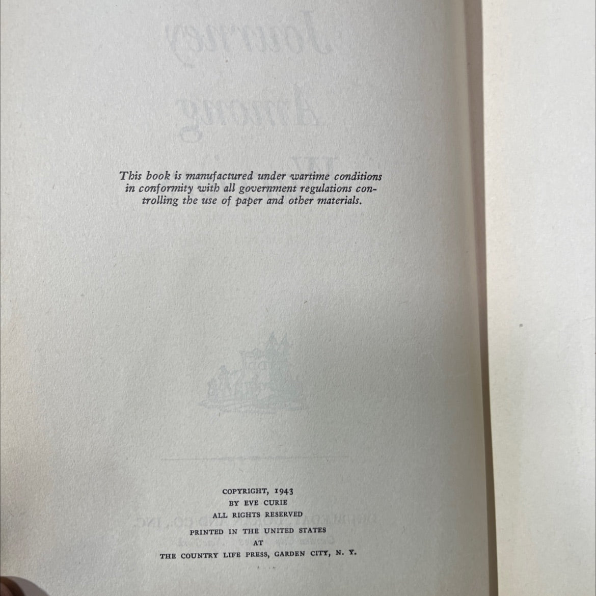 journey among warriors book, by eve curie, 1943 Hardcover image 3