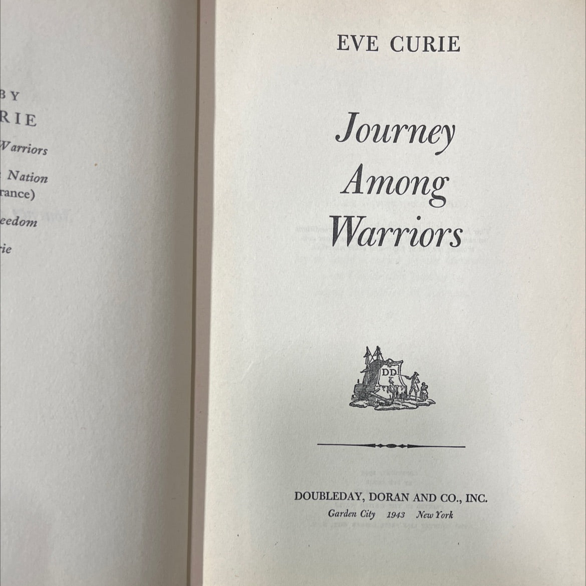 journey among warriors book, by eve curie, 1943 Hardcover image 2