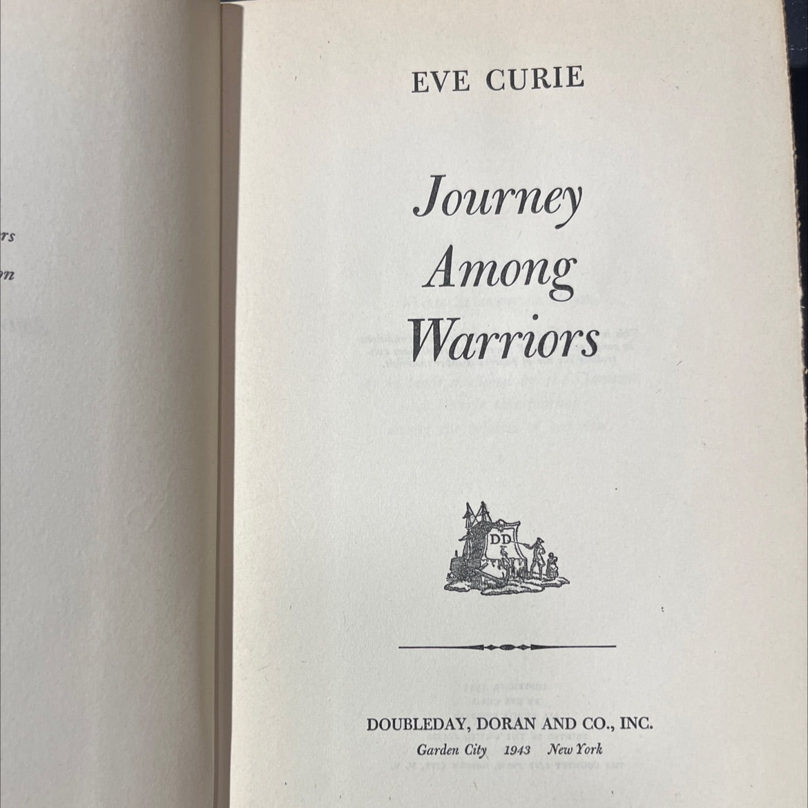 journey among warriors book, by eve curie, 1943 Hardcover image 2