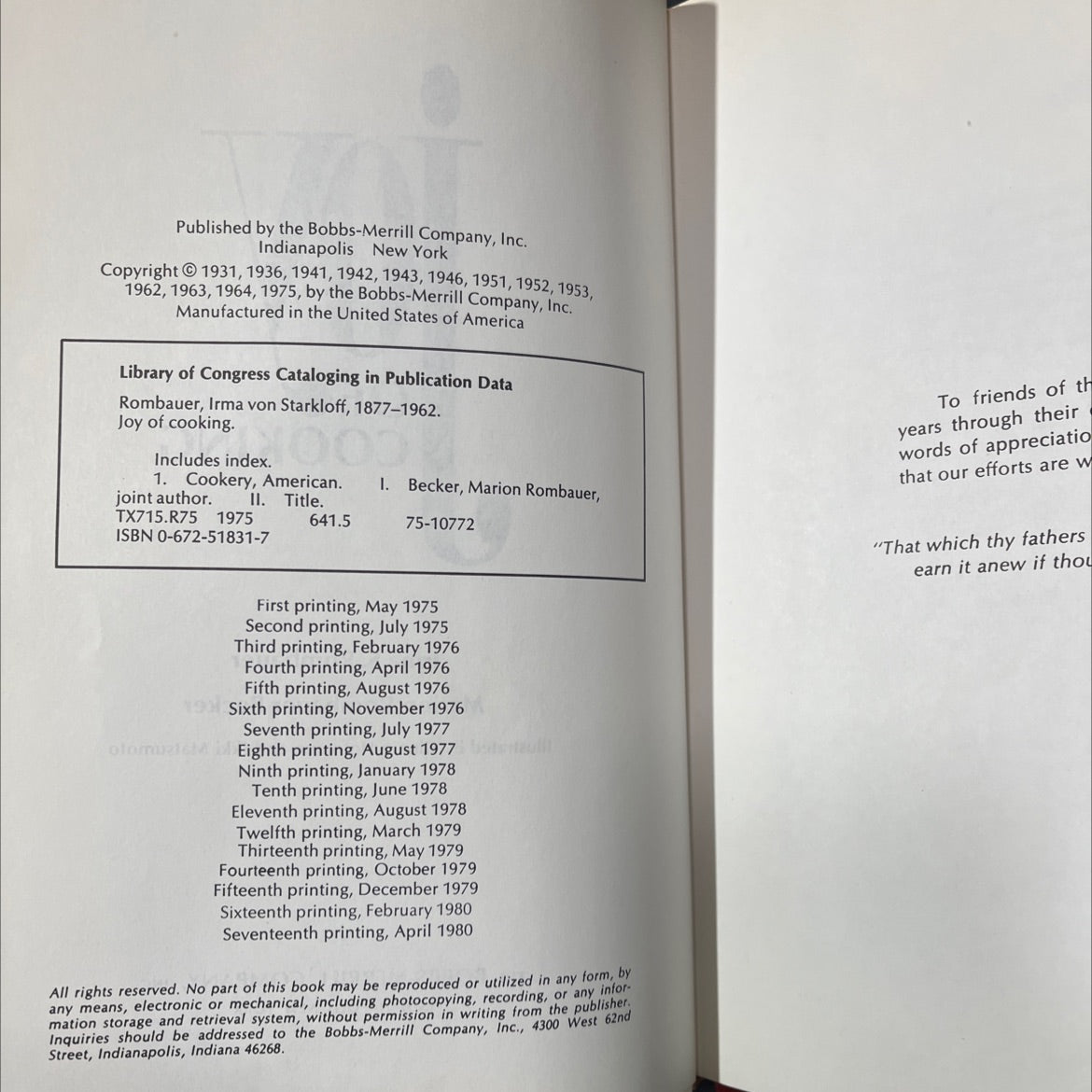 joy of cooking book, by irma s. rombauer, marion rombauer becker, 1975 Hardcover image 3