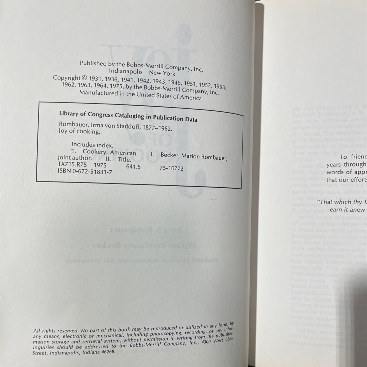 joy of cooking book, by irma s. rombauer, marion rombauer becker, 1975 Hardcover image 3