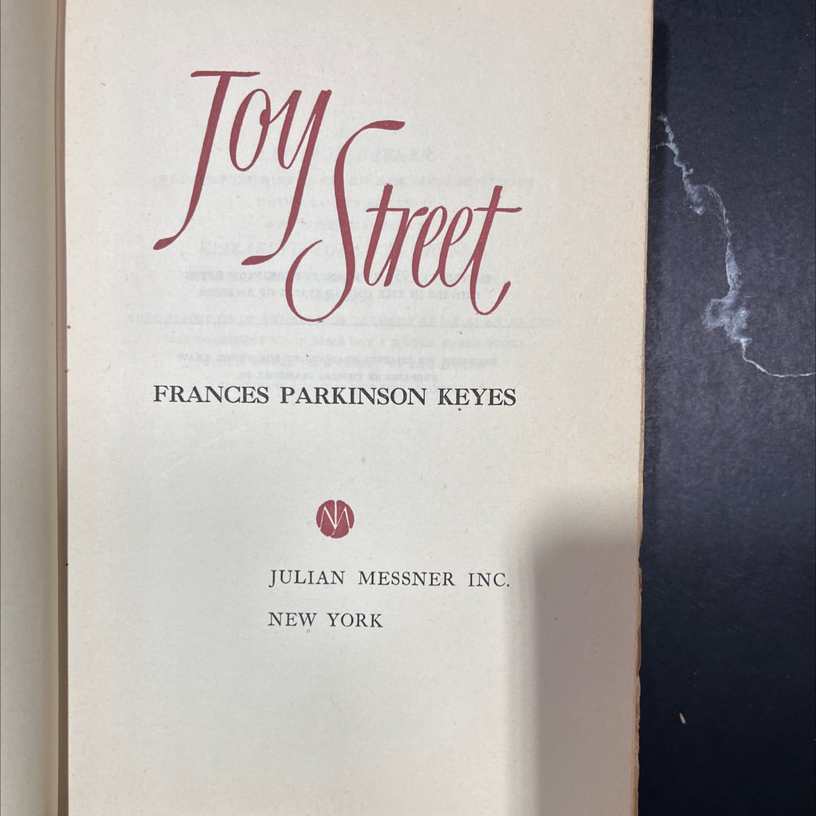 joy stret book, by frances parkinson keyes, 1950 Hardcover image 2