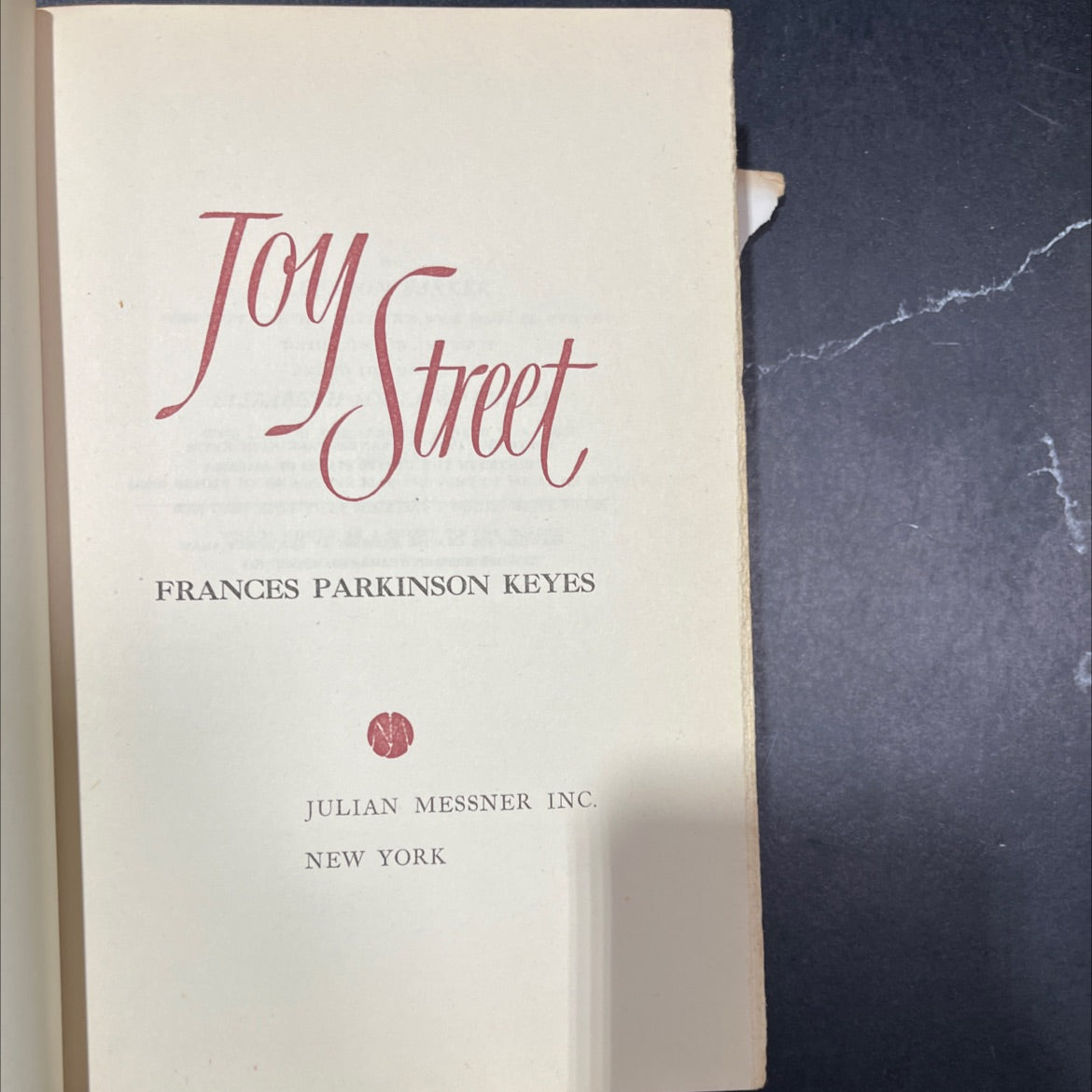 joy stret book, by frances parkinson keyes, 1950 Hardcover image 2