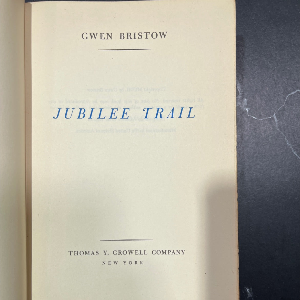 jubilee trail book, by gwen bristow, 1954 Hardcover image 2