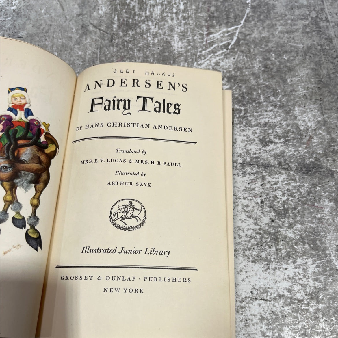 judy harkus andersen's fairy tales book, by hans christian andersen, 1945 Hardcover image 2
