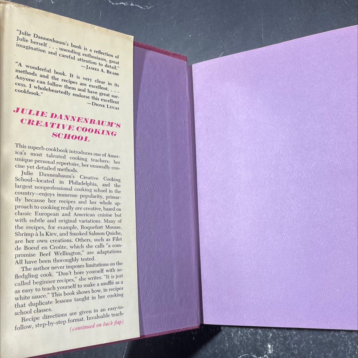 julie dannenbaum's creative cooking school book, by julie dannenbaum, 1971 Hardcover image 4