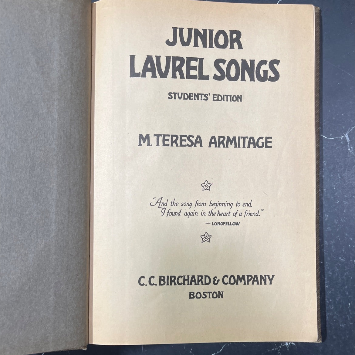junior lavrel songs students' edition book, by m. teresa armitage, 1915 Hardcover image 2