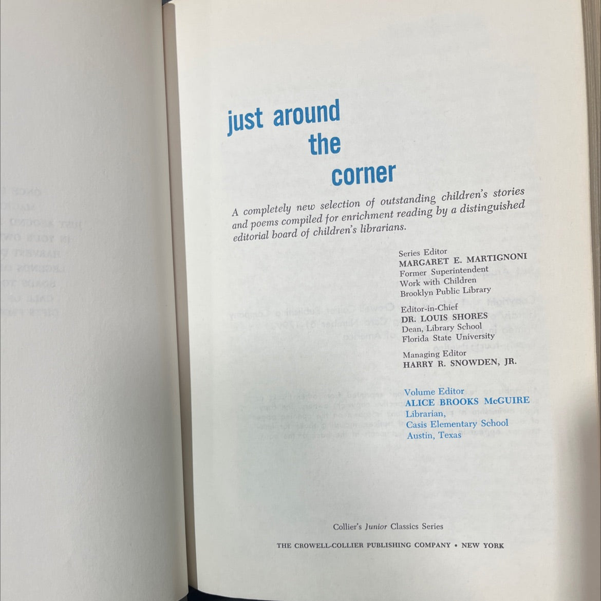 just around the corner book, by unknown, 1962 Hardcover image 2