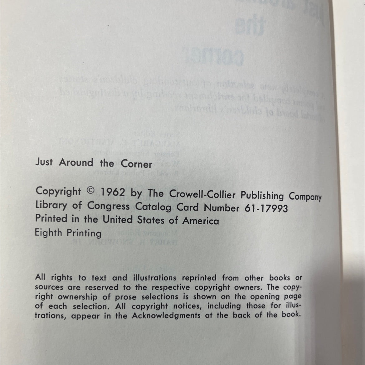 just around the corner book, by unknown, 1962 Hardcover image 3