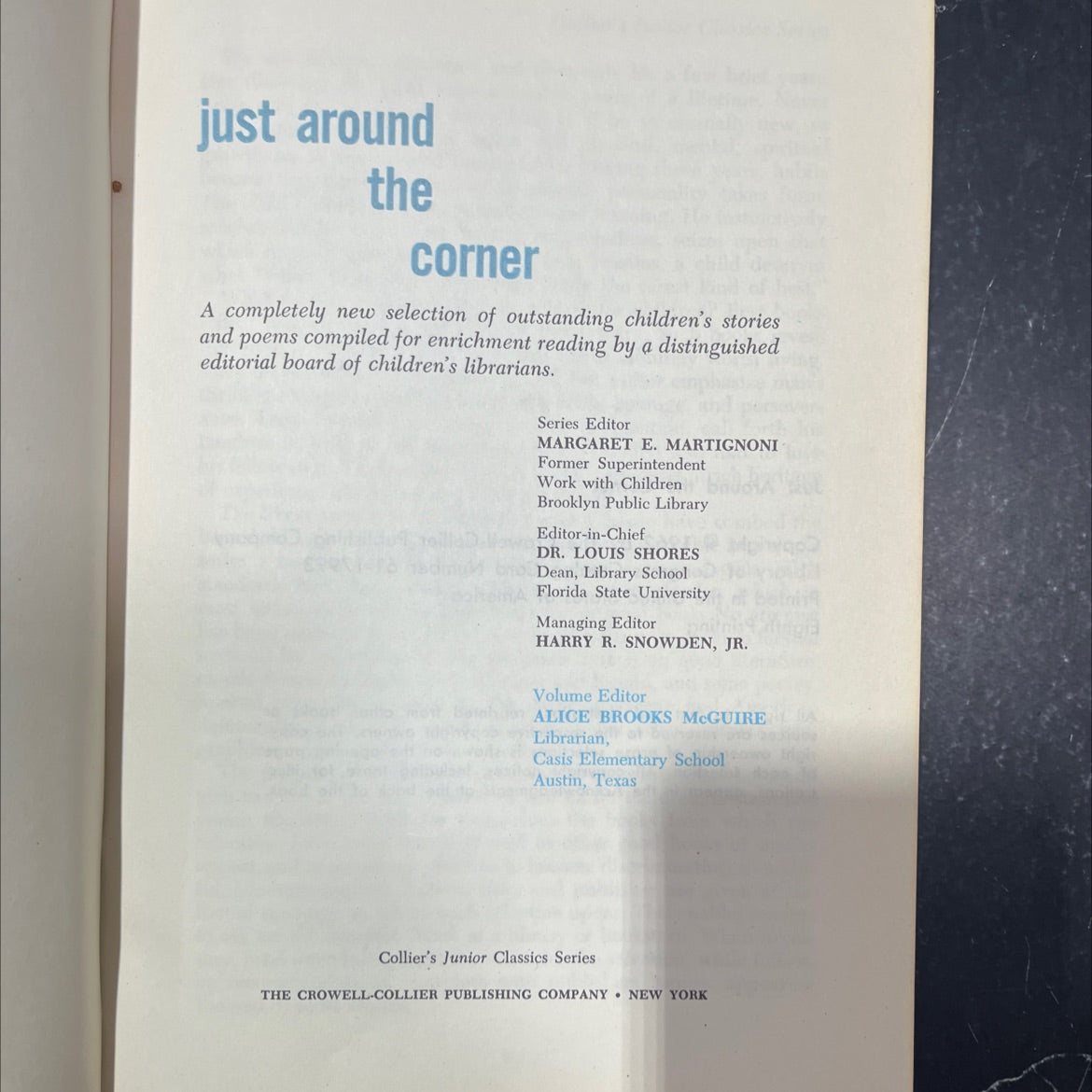 just around the corner book, by unknown, 1962 Hardcover image 2