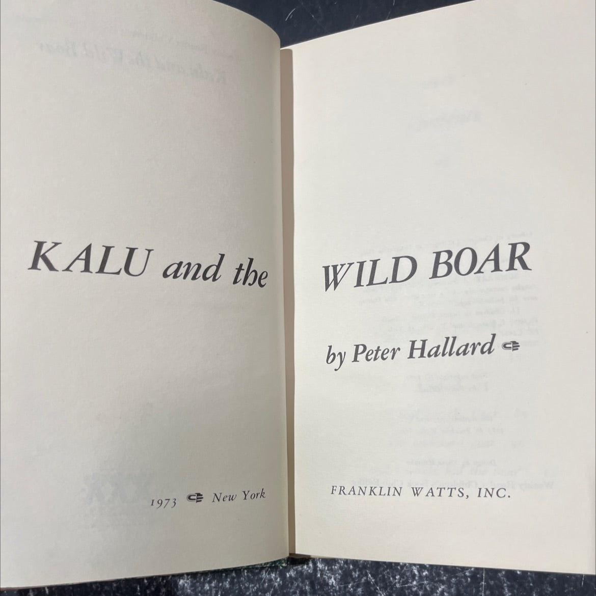 kalu and the wild boar book, by Peter Hallard, 1973 Hardcover image 2