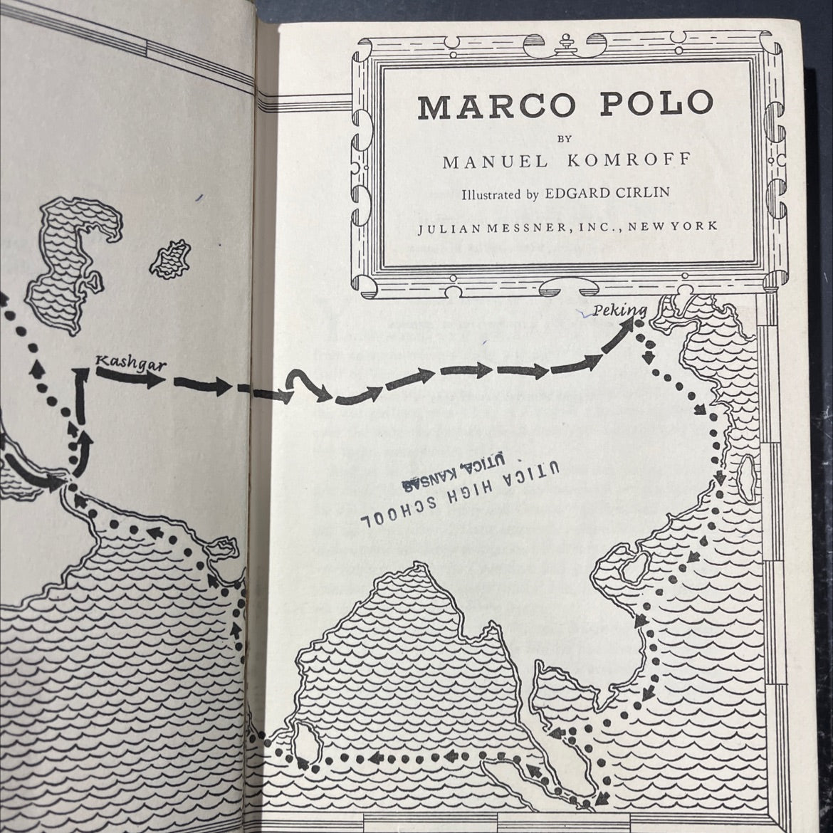 kashgar marco polo book, by manuel komroff, 1953 Hardcover image 2