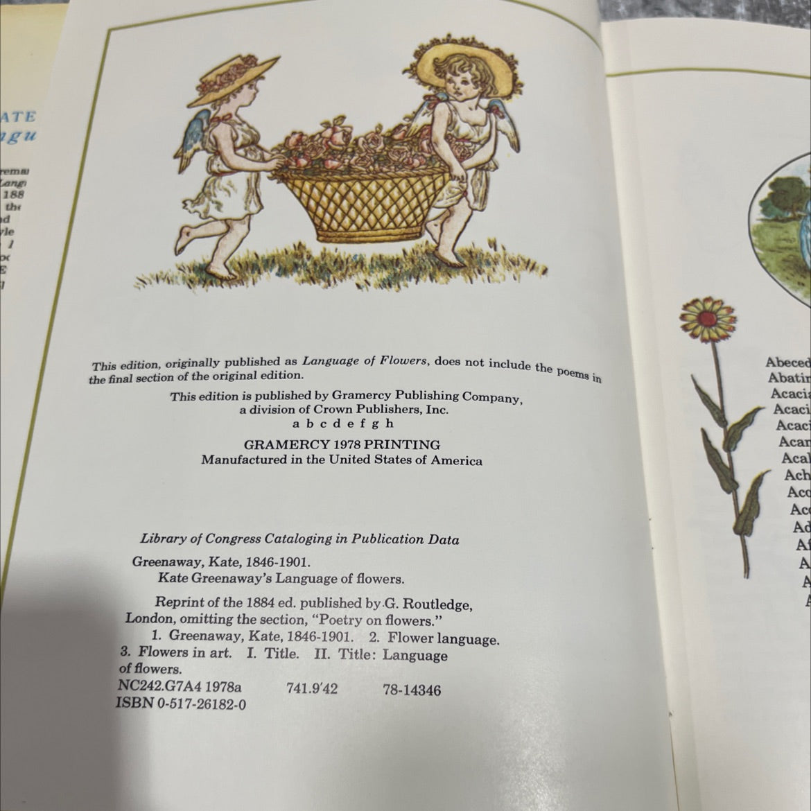 kate greenaway's language of flowers book, by Kate Greenaway, 1978 Hardcover image 3