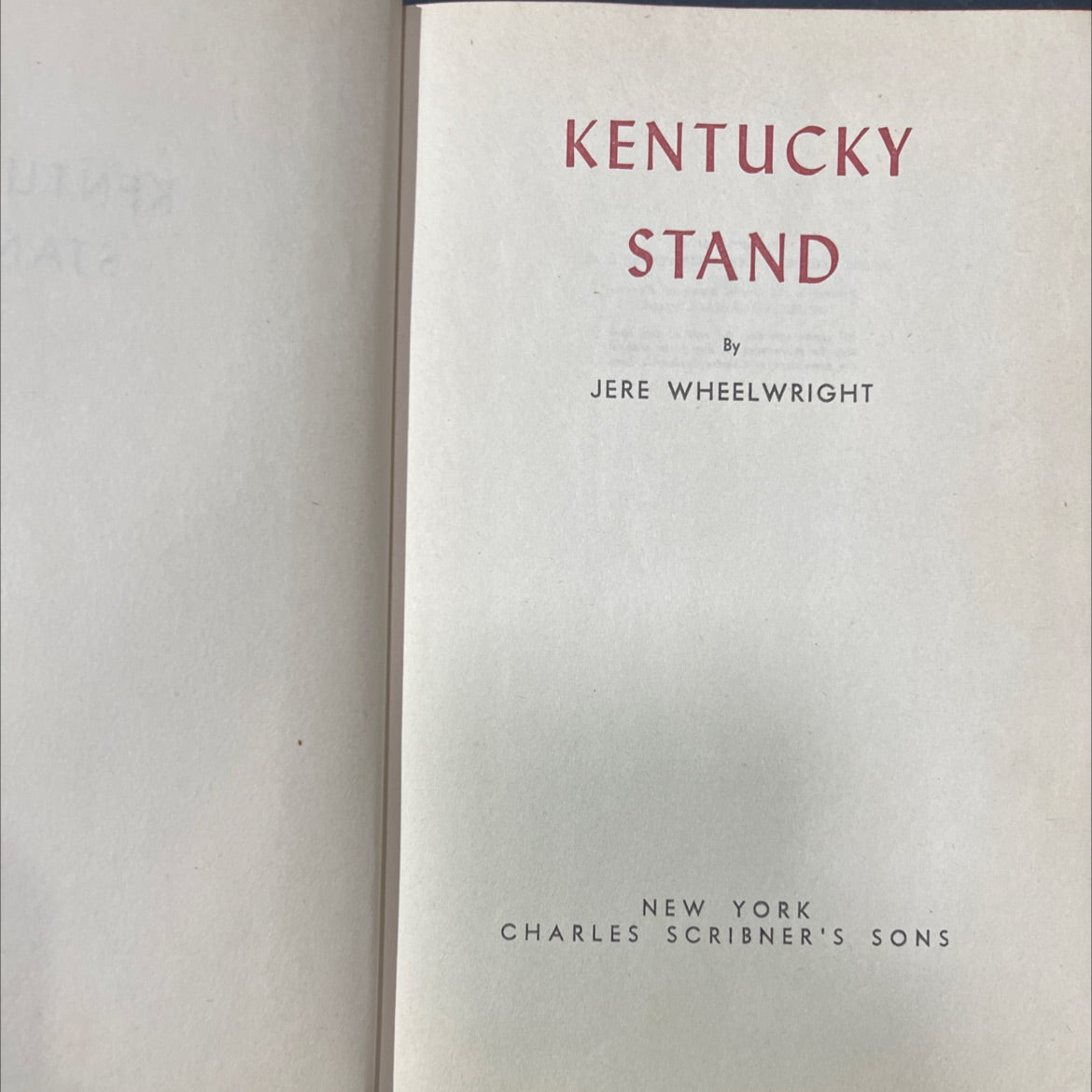 kentucky stand book, by jere wheelwright, 1951 Hardcover image 2