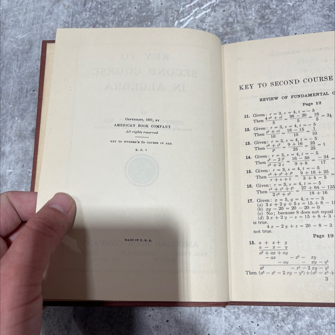 key to second course in algebra book, by joseph a. nyberg, 1927 Hardcover image 3