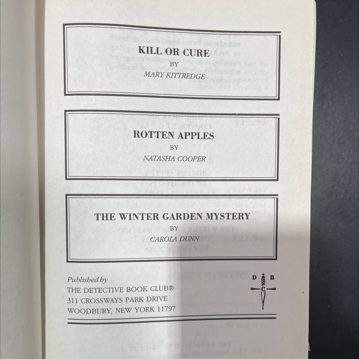 kill or cure book, by mary kittredge, 1995 Hardcover image 2