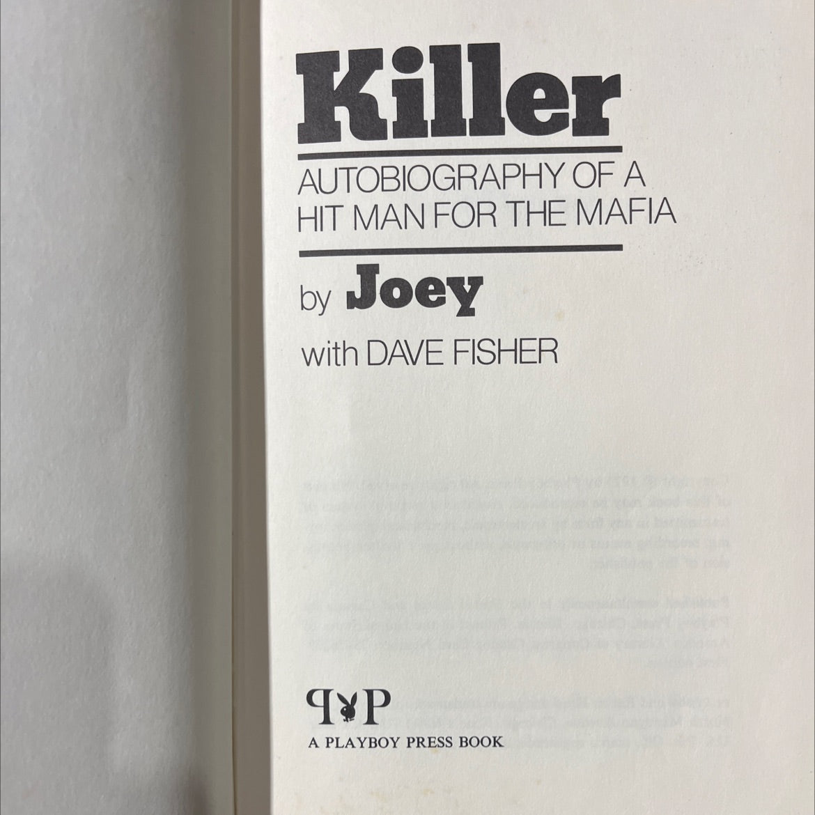 killer autobiography of a hit man for the mafia book, by Joey with Dave Fisher, 1973 Hardcover image 2