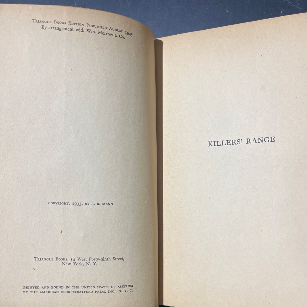 killers' range book, by E. B. mann, 1943 Hardcover image 3