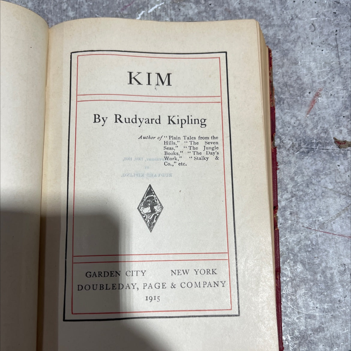 kim book, by rudyard kipling, 1915 Leather image 2
