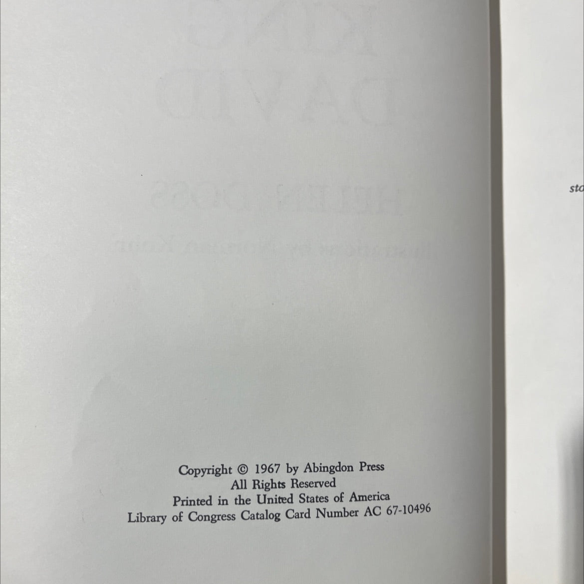 king david book, by helen doss, 1967 Hardcover image 3