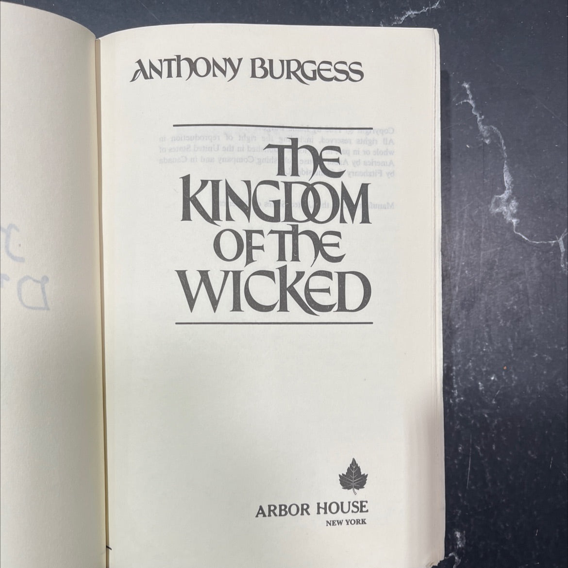 kingdom of the wicked book, by anthony burgess, 1985 Hardcover image 2