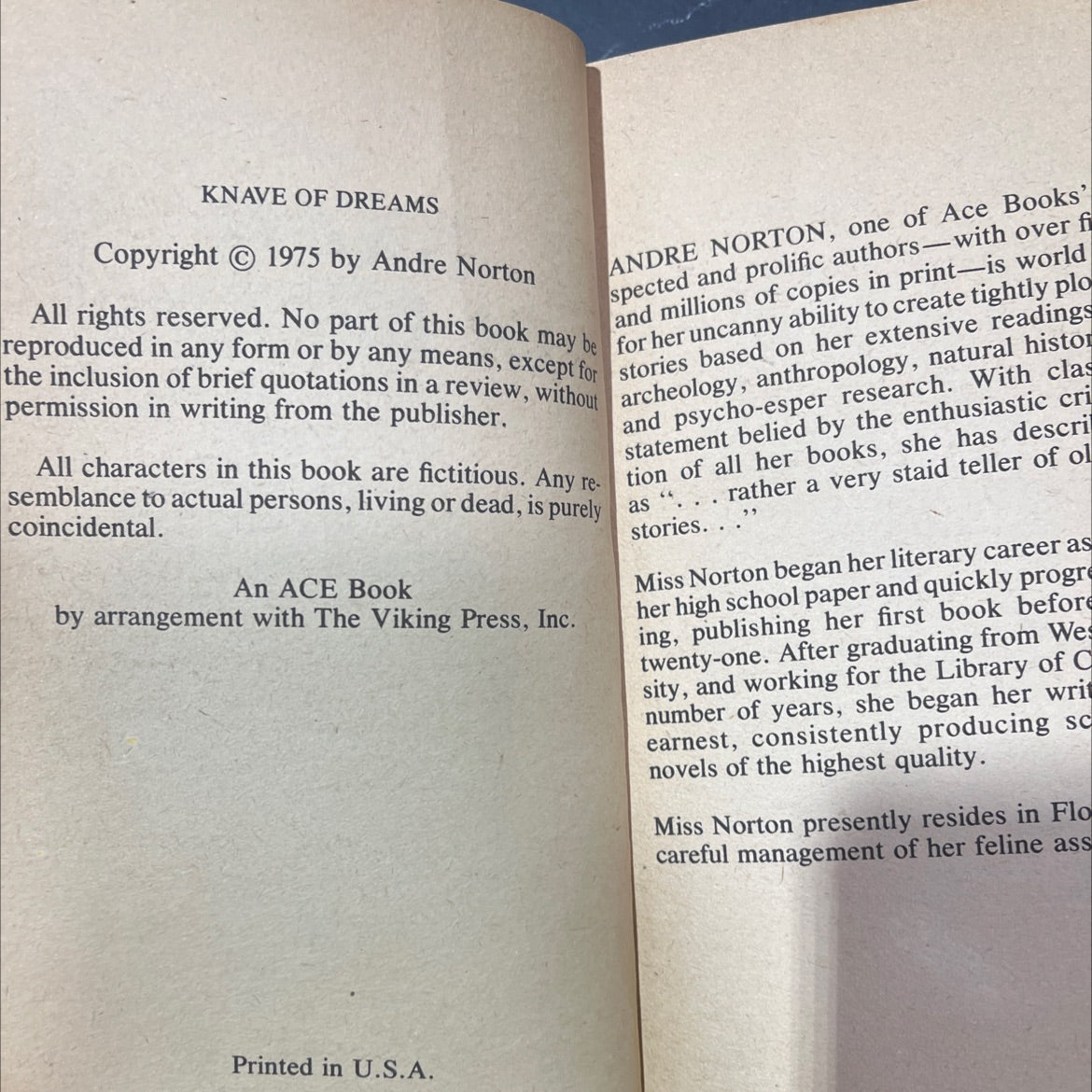knave of dreams book, by andre norton, 1975 Hardcover image 3
